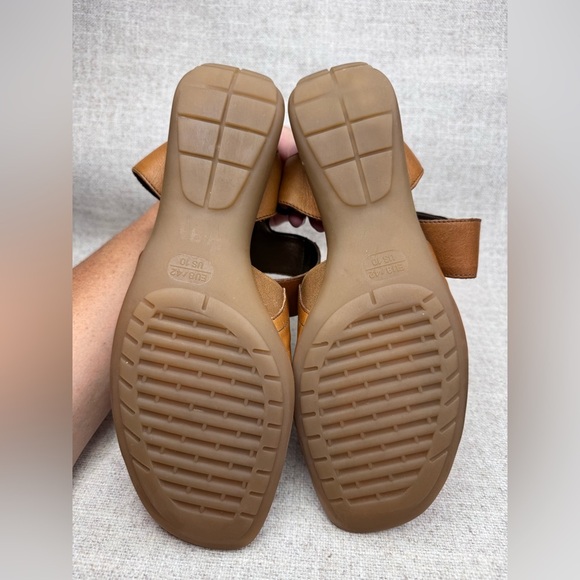 The Flexx brown leather wedge sandals ankle strap size 10/42 casual comfort boho - Picture 8 of 9